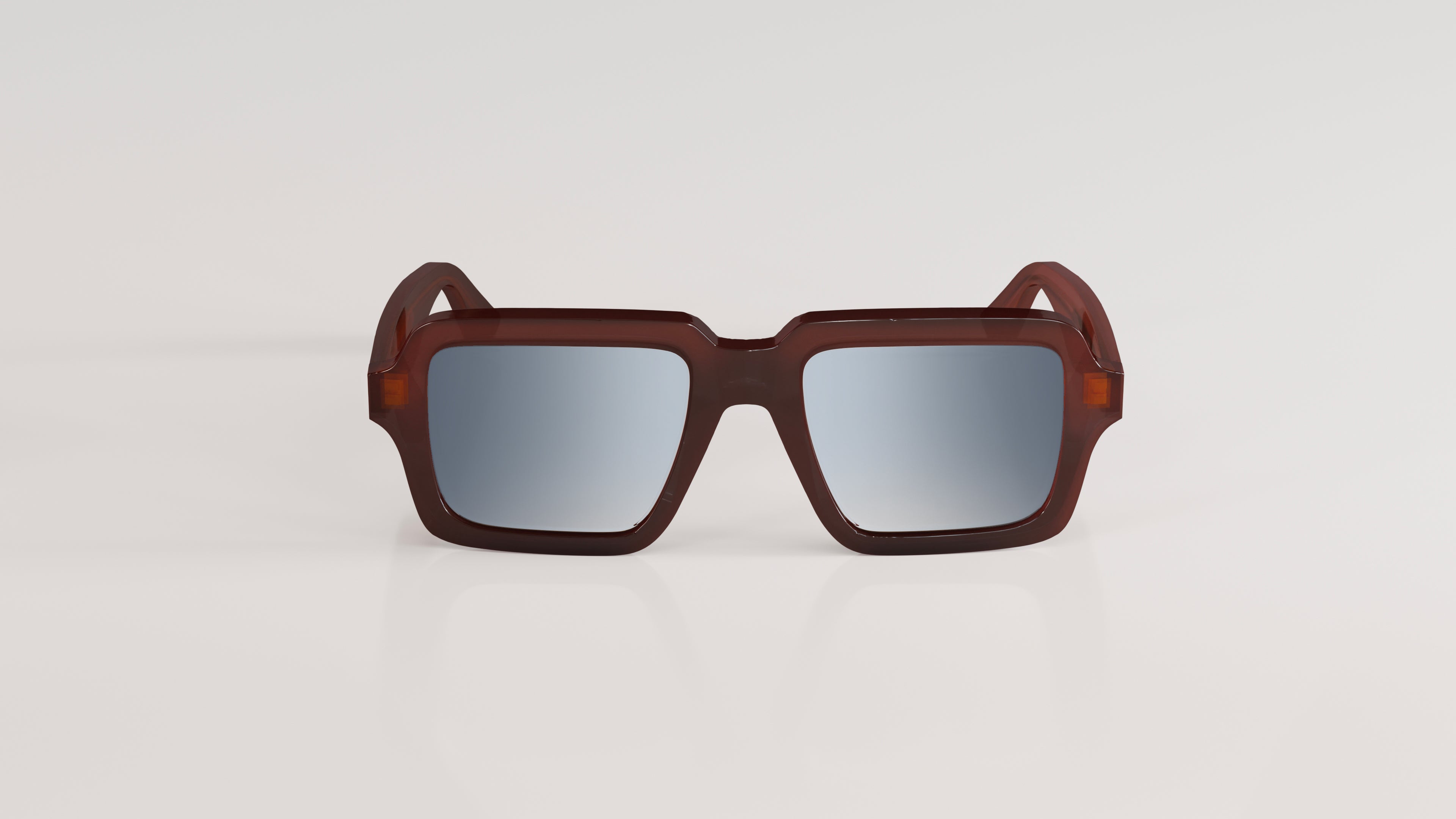 James#Color_Montatura Marrone Lucido con Lente Blu Deg