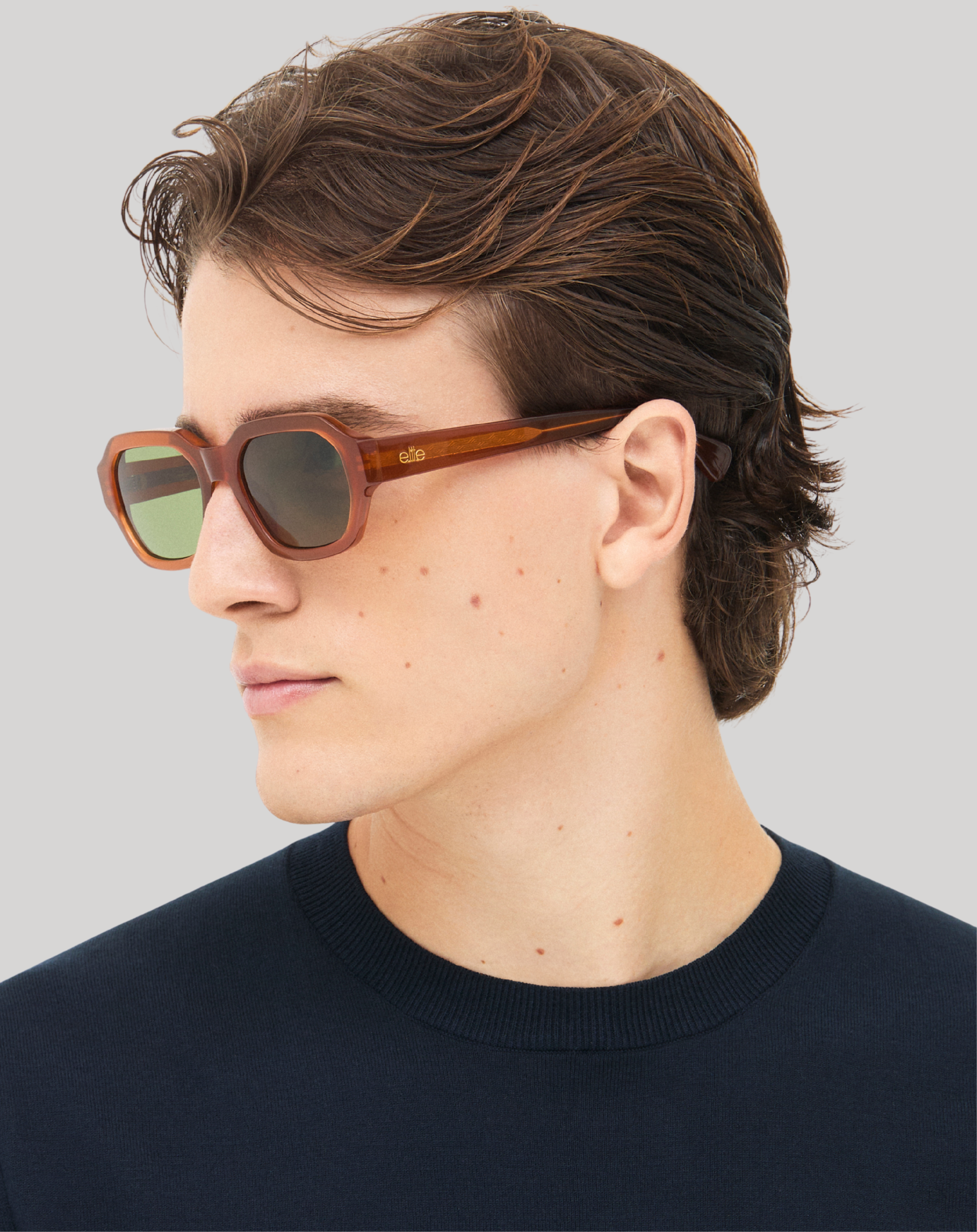 Chris#Color_Montatura Caramello Lucido con Lente Verde