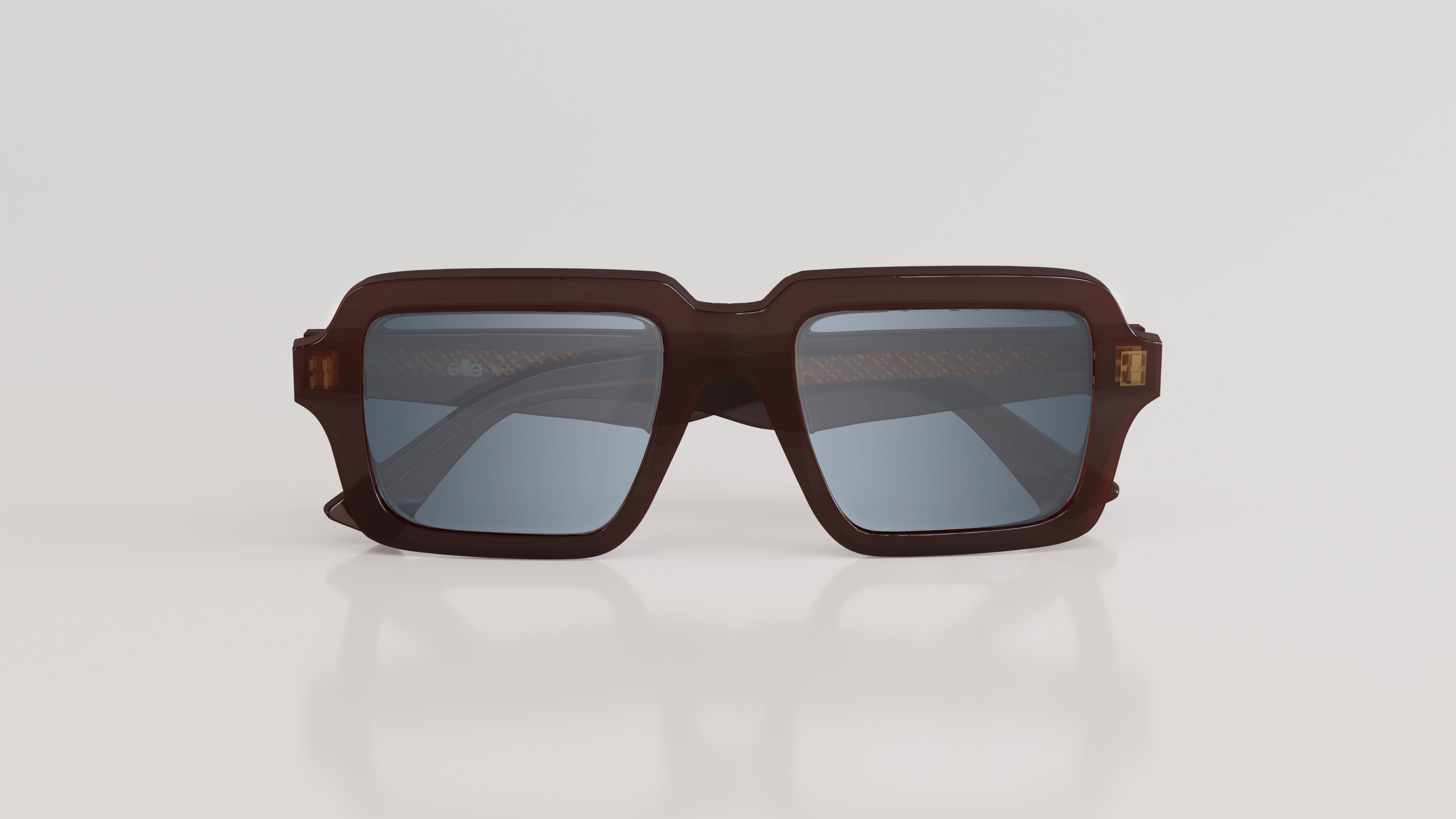 James#Color_Montatura Marrone Lucido con Lente Blu Deg