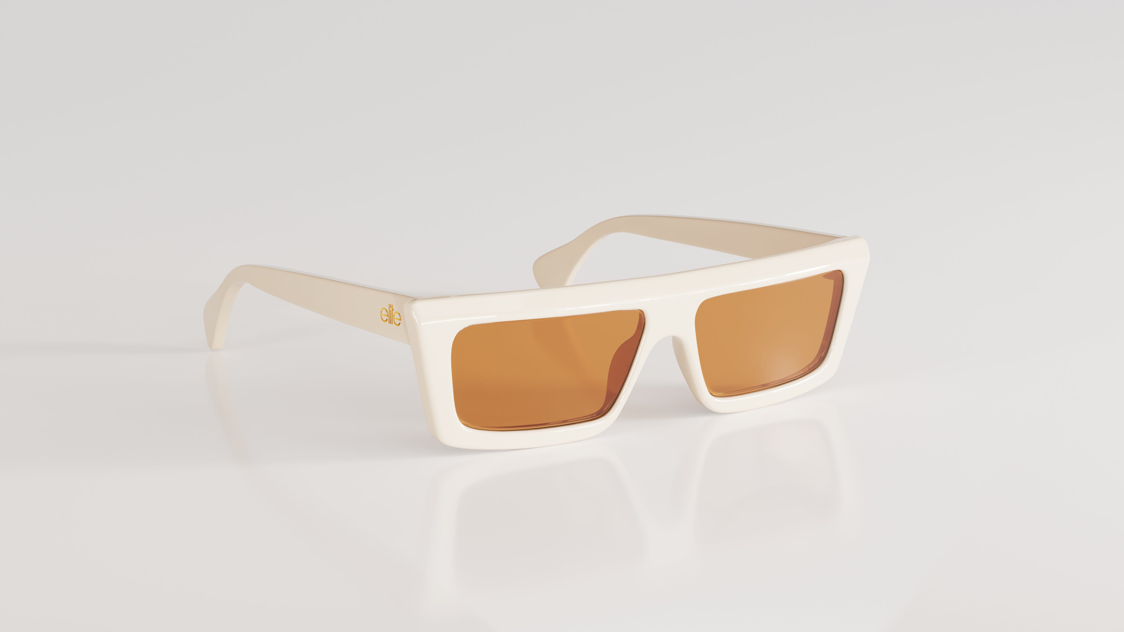 Valentin#Color_Montatura Bianco Lucido con Lente Marrone + Flash Oro