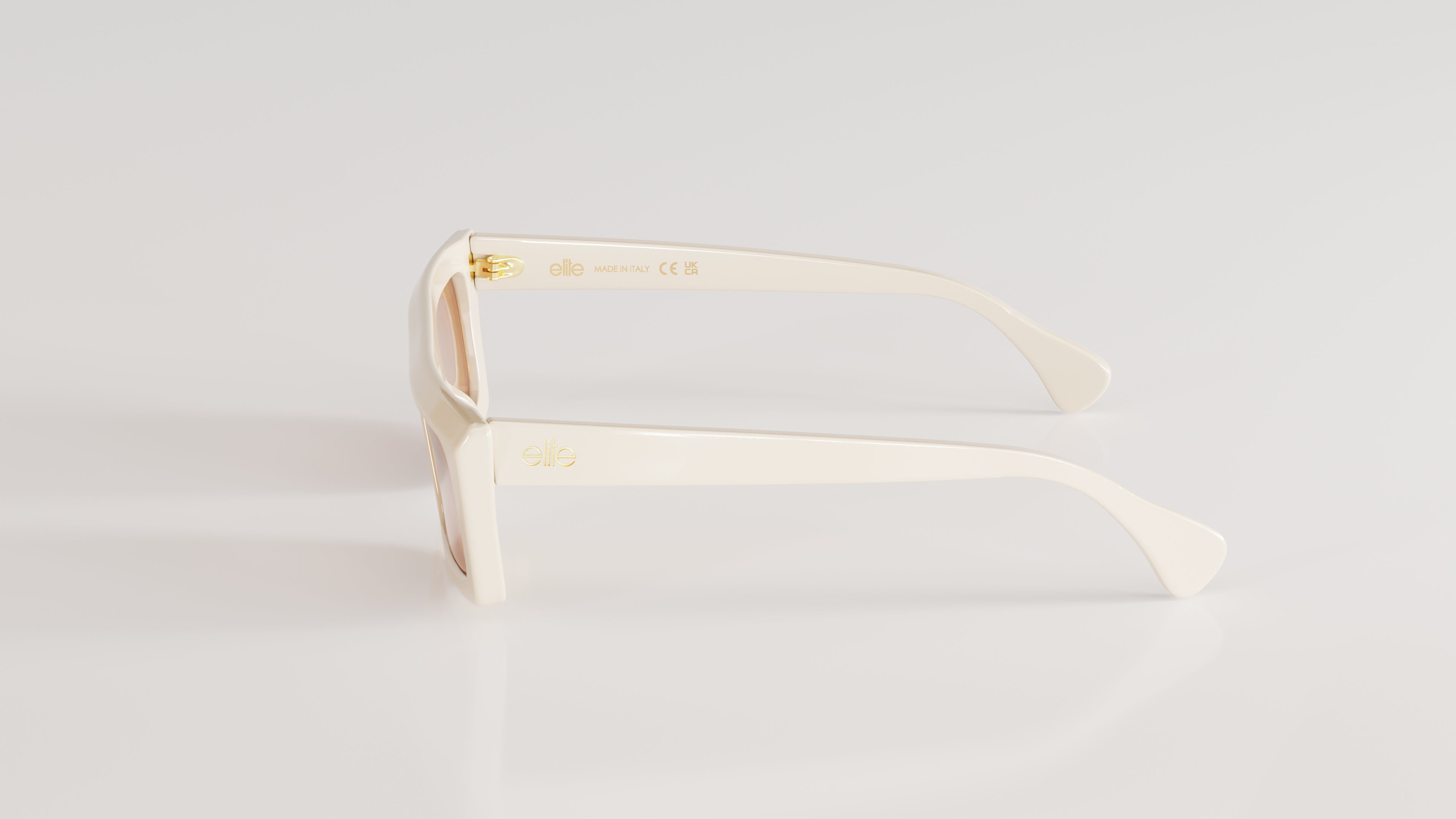 Valentin#Color_Montatura Bianco Lucido con Lente Marrone + Flash Oro