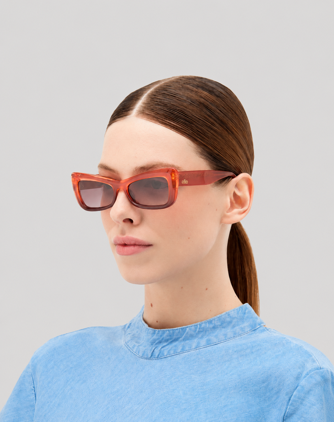 Lizzo#Color_Montatura Arancio Degr. Marrone Trasparente Lucido
