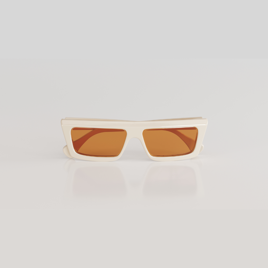 Valentin#Color_Montatura Bianco Lucido con Lente Marrone + Flash Oro